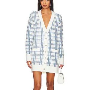 Majorelle Steph Boyfriend Cardigan Dress in
Ivory & Blue
